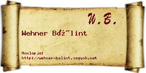 Wehner Bálint névjegykártya